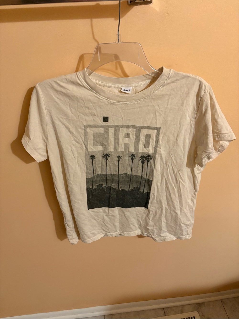 Clare V. Cream Ciao Hollywood Sign Graphic Tee